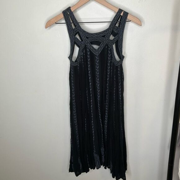 Free People Paisley Vine Black Tunic Dress - Picture 3 of 8